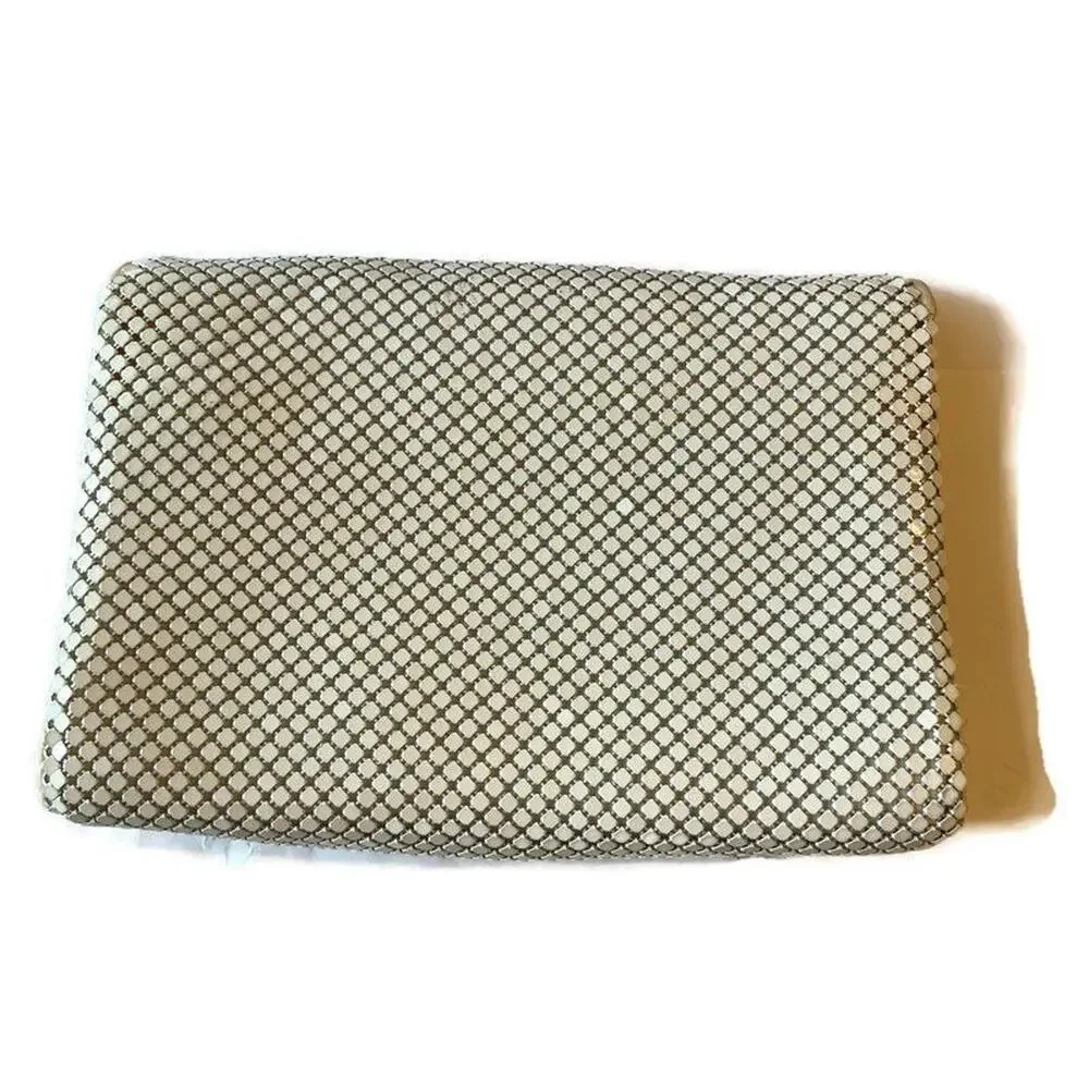 Whiting Davis Metal Mesh Clutch Bag Vintage 60s Authentic Designer Classic